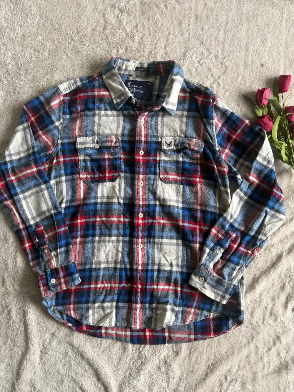 American Eagle Plaid Flannel Shirt Size XL Athletic Fit